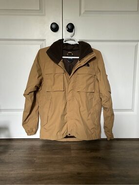 The North Face Men's Caramel Tan Field Jacket with Dark Brown Collar